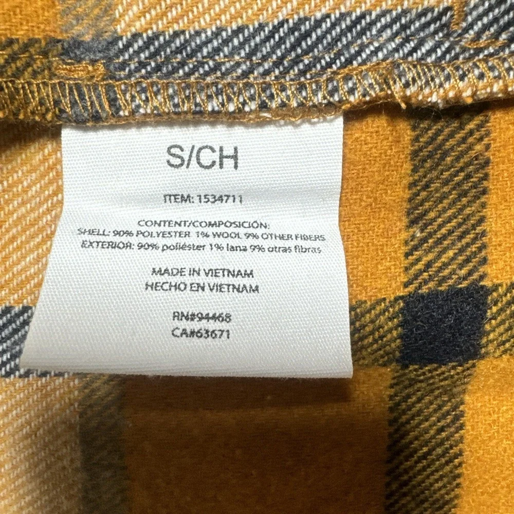 HFX Womens Yellow Plaid Wool Blend Snap Front Shacket Shirt Jacket Small 1534711